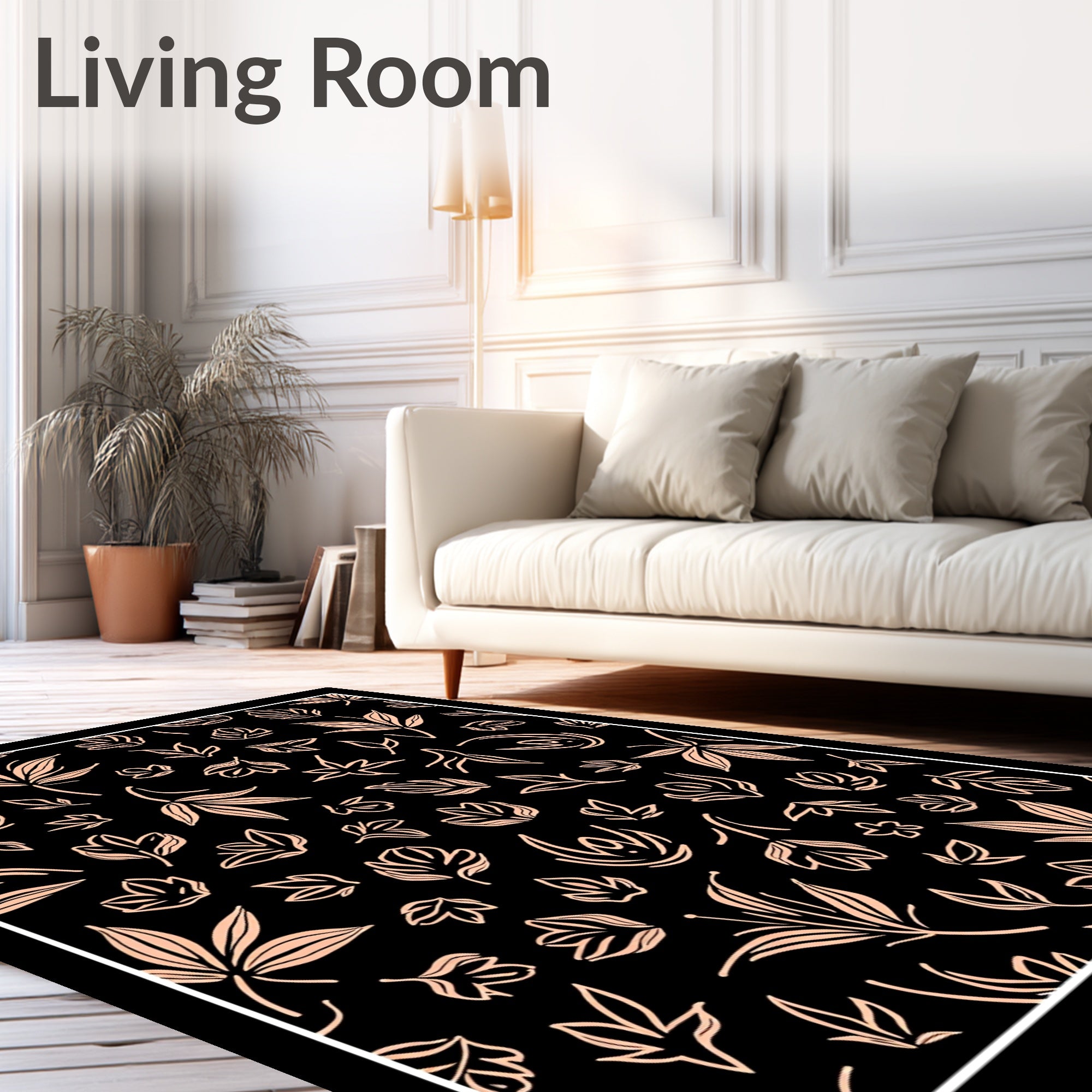 Botanical Sketchy Outline Warm Tones Rug