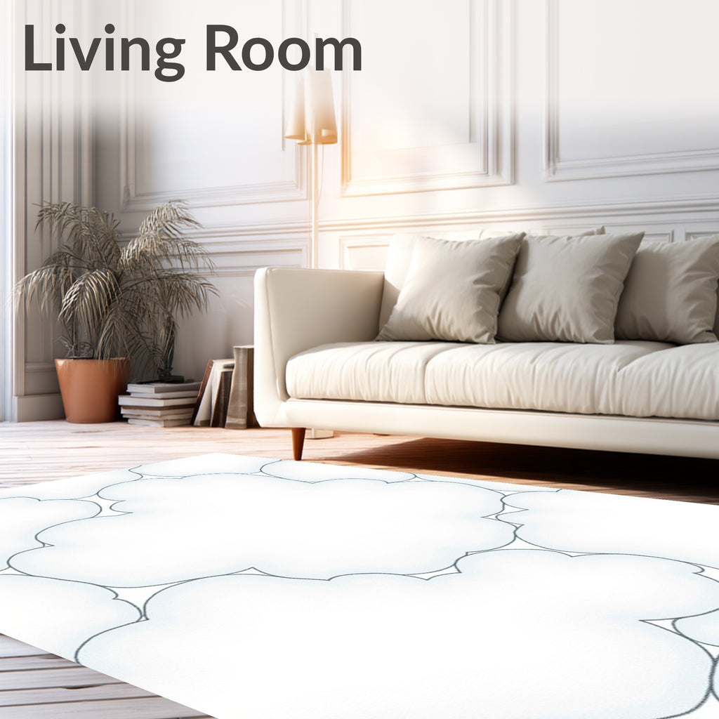 White Cloud Pattern Abstract Design Rug