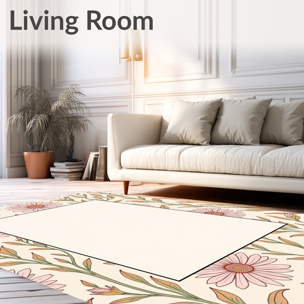 Pink Daisy Floral Pattern Rug