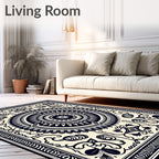 Intricate Circular Floral Border Design Rug