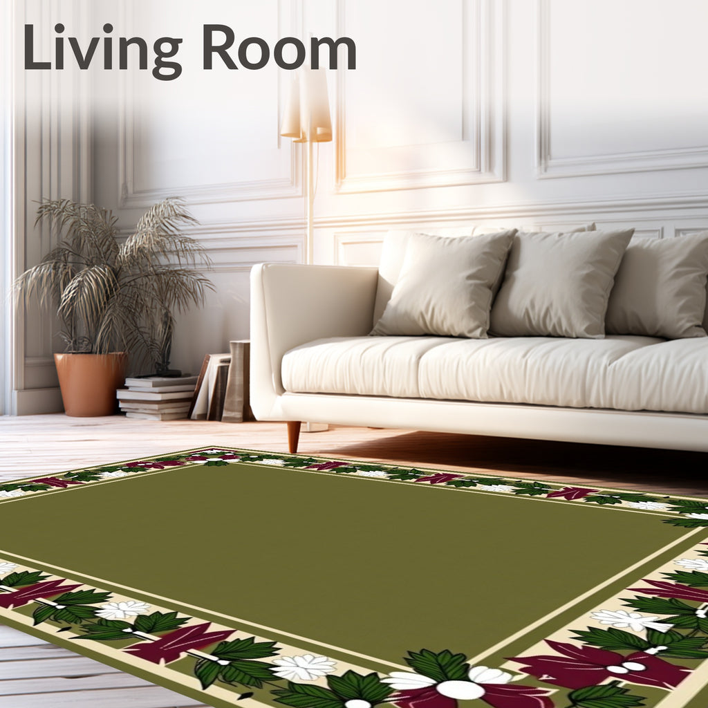 Ornate Floral Garland Border Design Rug