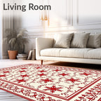 Red Floral Starburst Traditional Pattern Rug