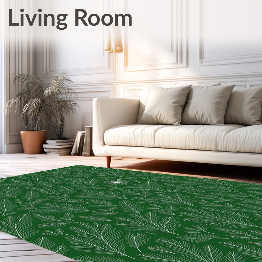 Outline Evergreen Branch Pattern Rug