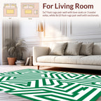 Green White Geometric Maze Pattern Rug