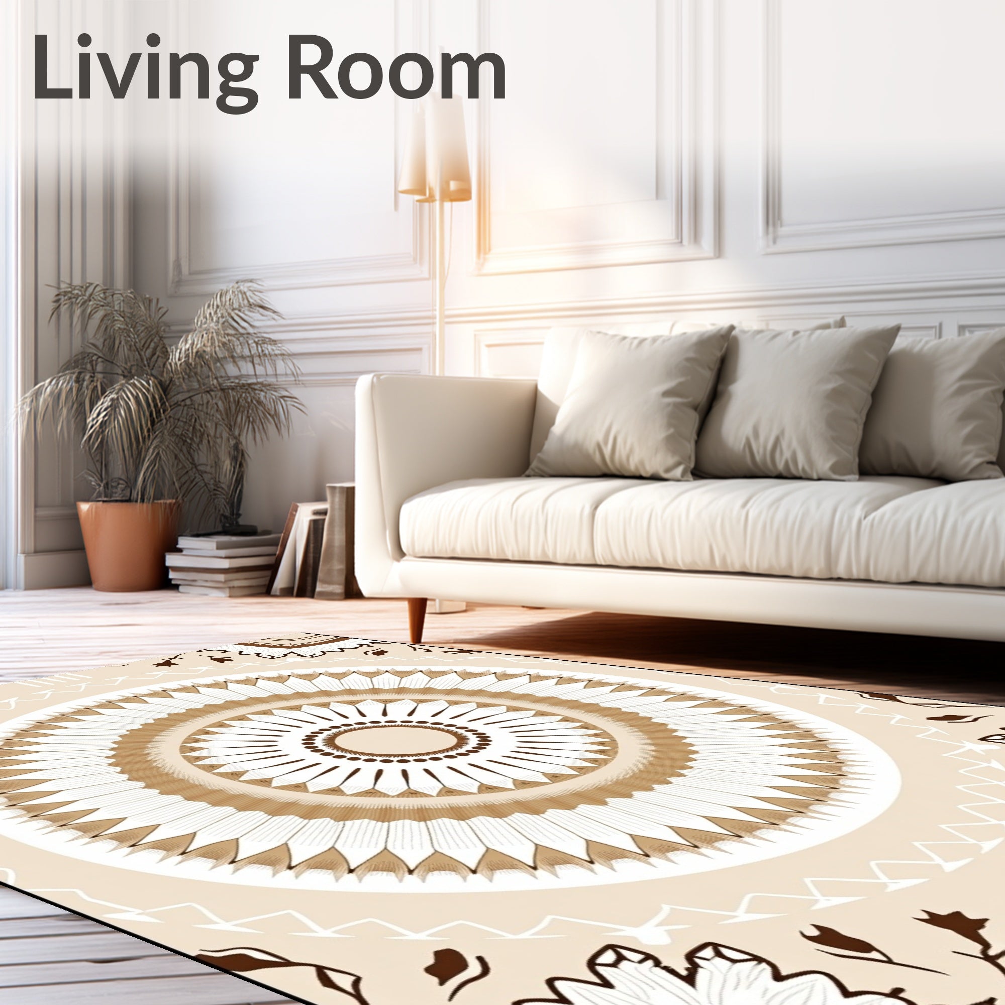 Tuscan Sunburst Mandala Pattern Rug