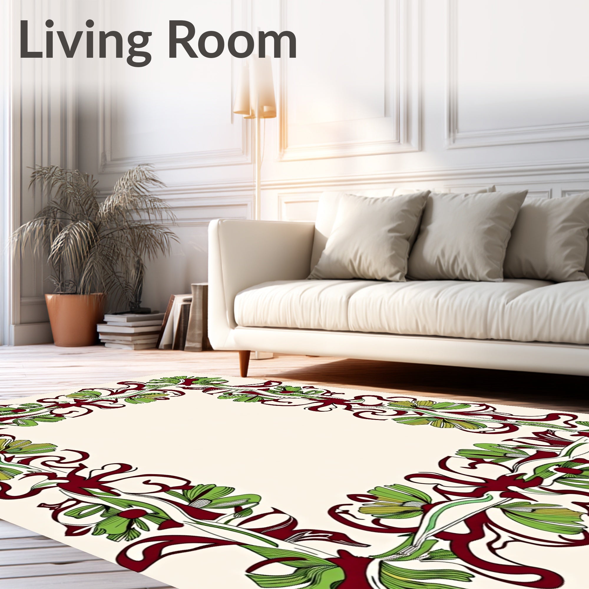 Art Nouveau Floral Vines Border Rug
