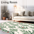 Green Evergreen Berry Border Rug