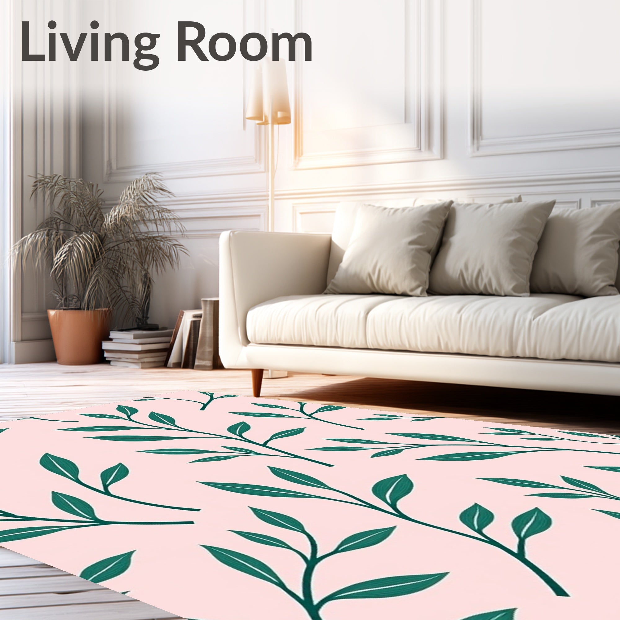 Green Leaf Botanical Pattern Rug