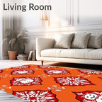 Orange Snowman Snowflake Pattern Rug