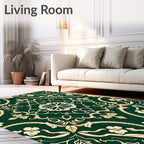 Emerald Ivory Floral Medallion Vine Rug
