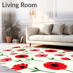 Red Pink Floral Pattern Rug