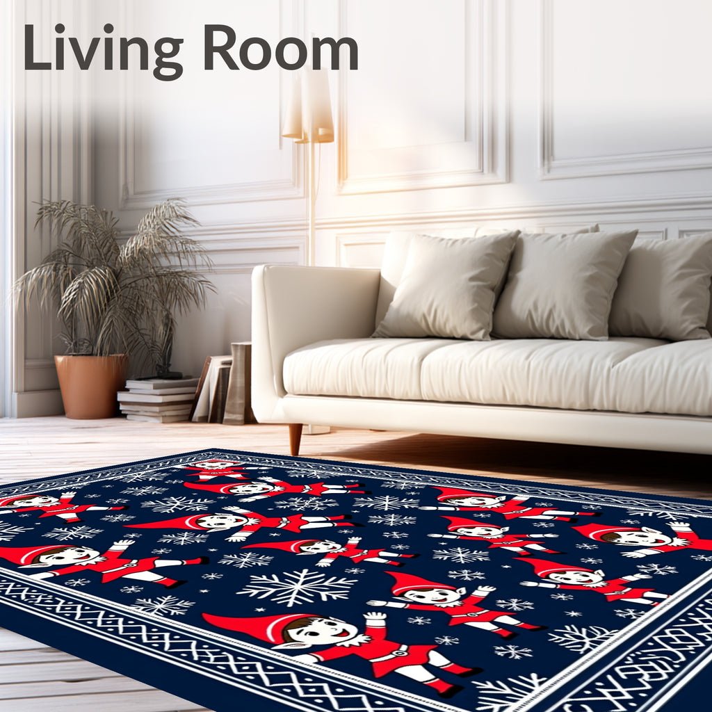 Winter Elves Snowflakes Pattern Rug