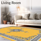Ornamental Floral Medallion Yellow Rug