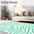 Teal Organic Wavy Lines Rug