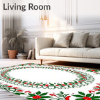 Crimson Holly Leaf Garland Frame Rug