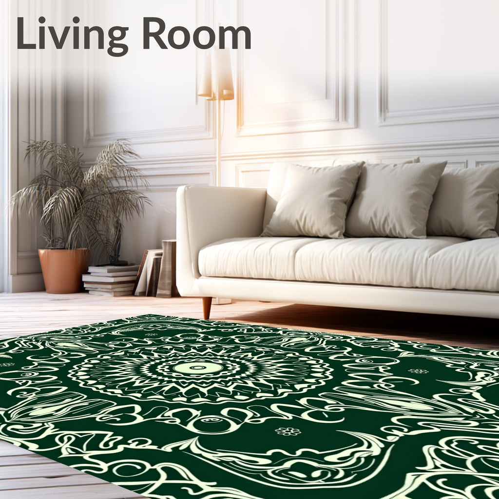 Intricate Floral Mandala Style Design Rug