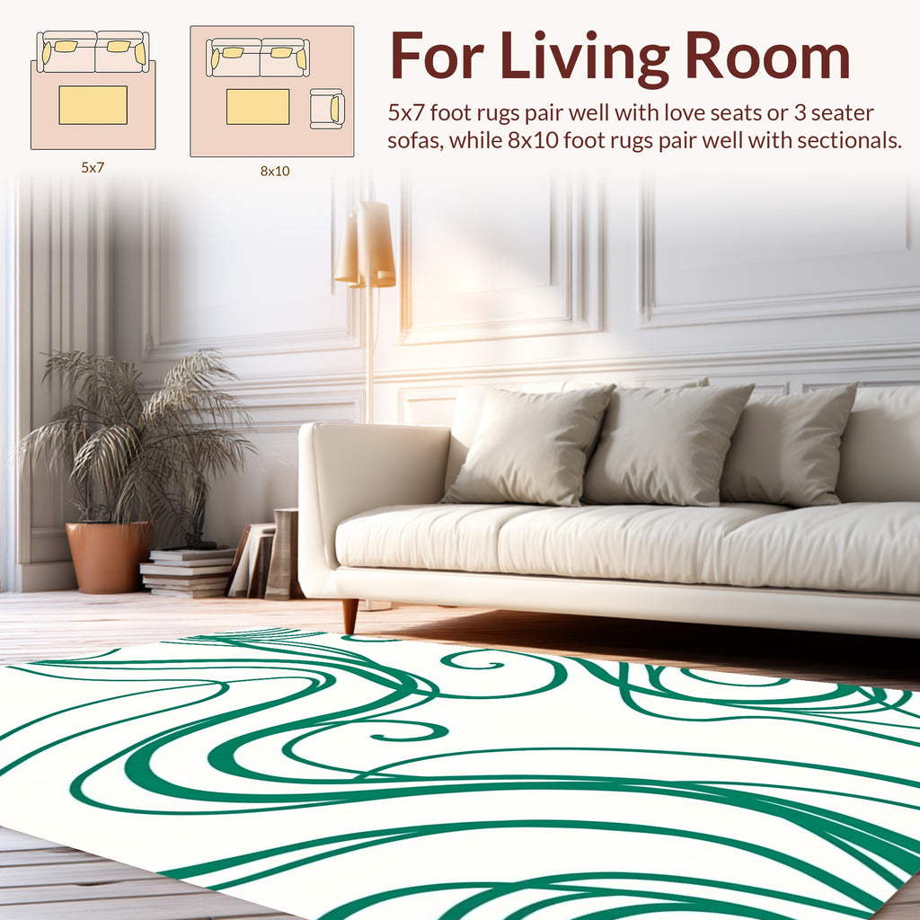 Emerald Swirl Abstract Modern Design Rug