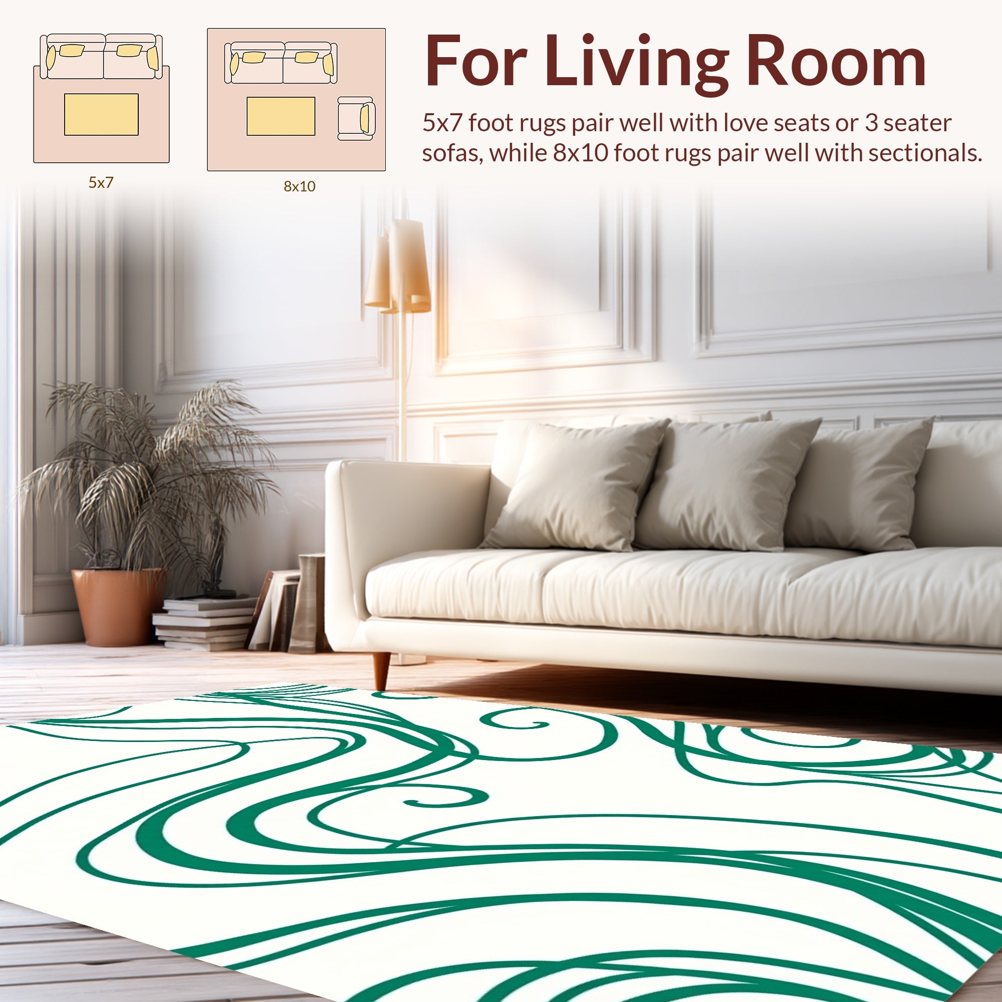 Emerald Swirl Abstract Modern Design Rug