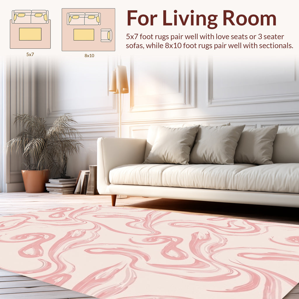 Abstract Pink Swirls Pattern Rug