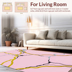 Pink Gold Vein Abstract Pattern Rug