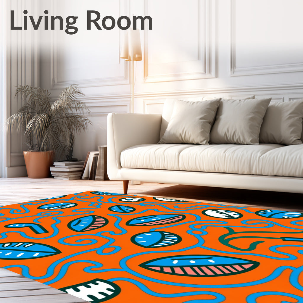 Whimsical Swirls Eyes Pattern Rug