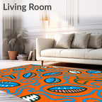 Whimsical Swirls Eyes Pattern Rug