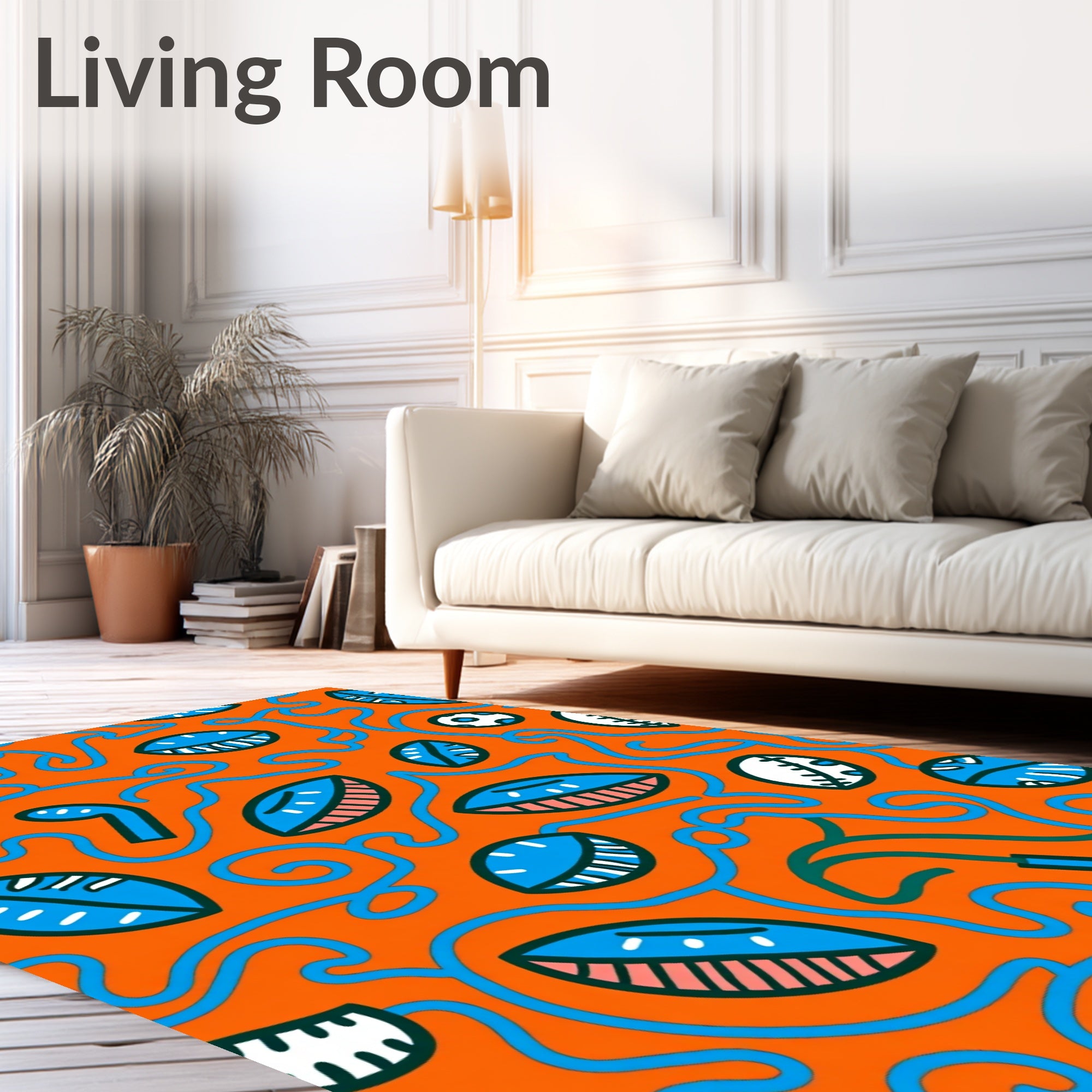 Whimsical Swirls Eyes Pattern Rug