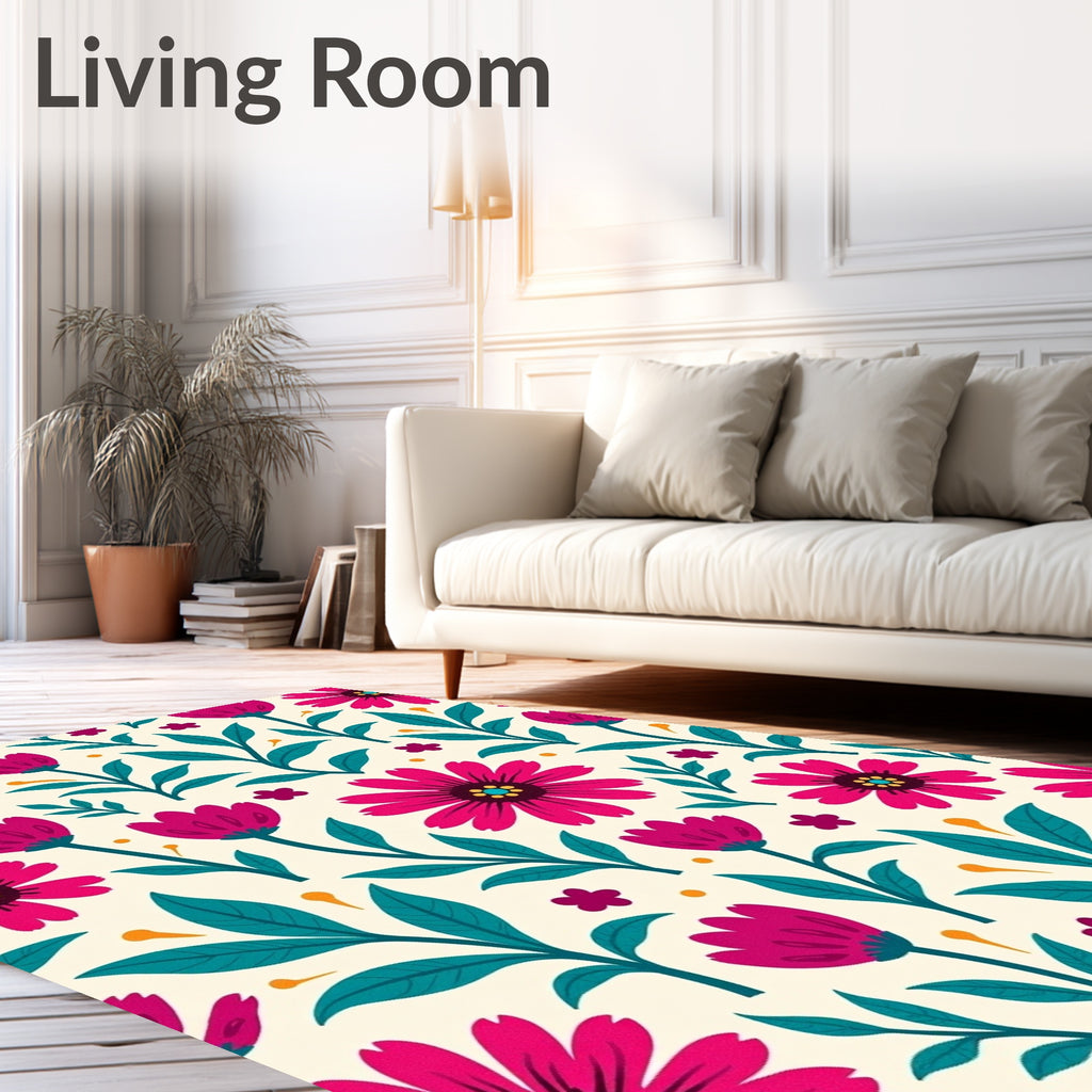 Vibrant Floral Pattern Design Rug