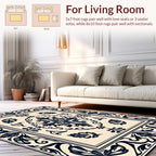 Classic Navy Floral Scrollwork Rug