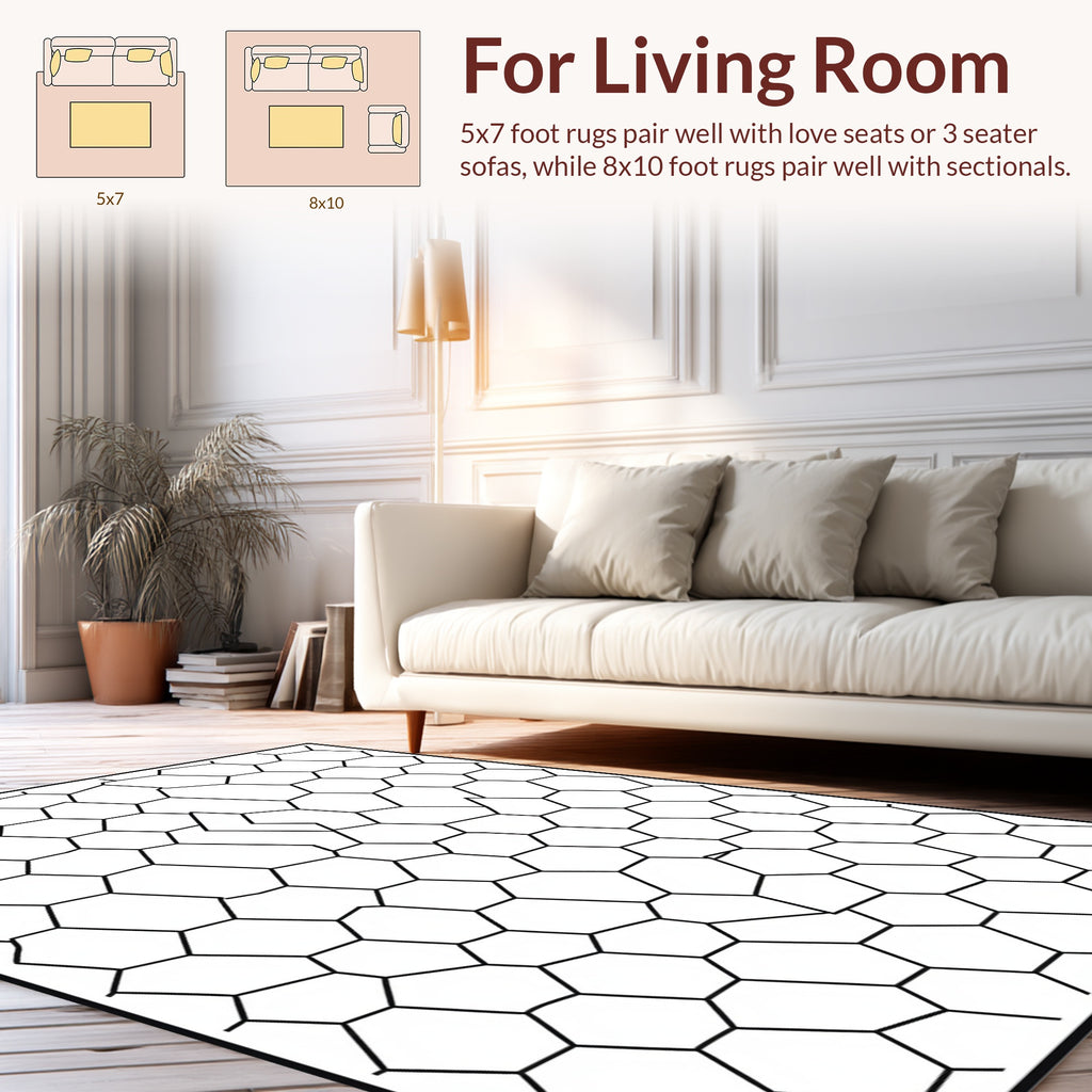 Geometric Hexagonal Irregular Grid Design Rug