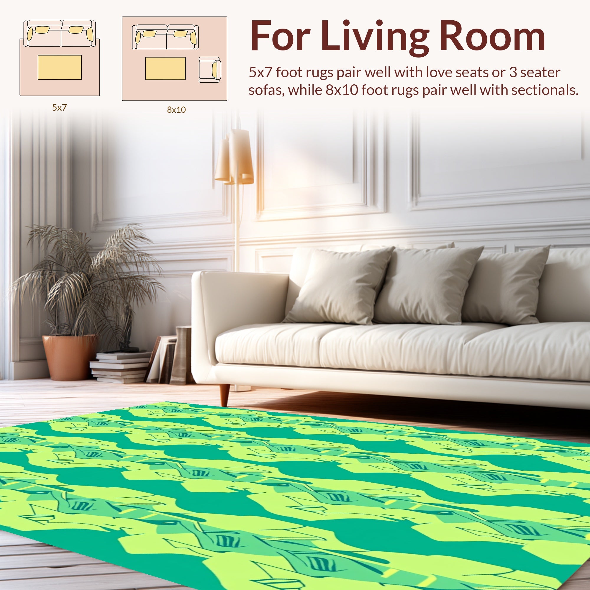 Vertical Green Abstract Pattern Rug