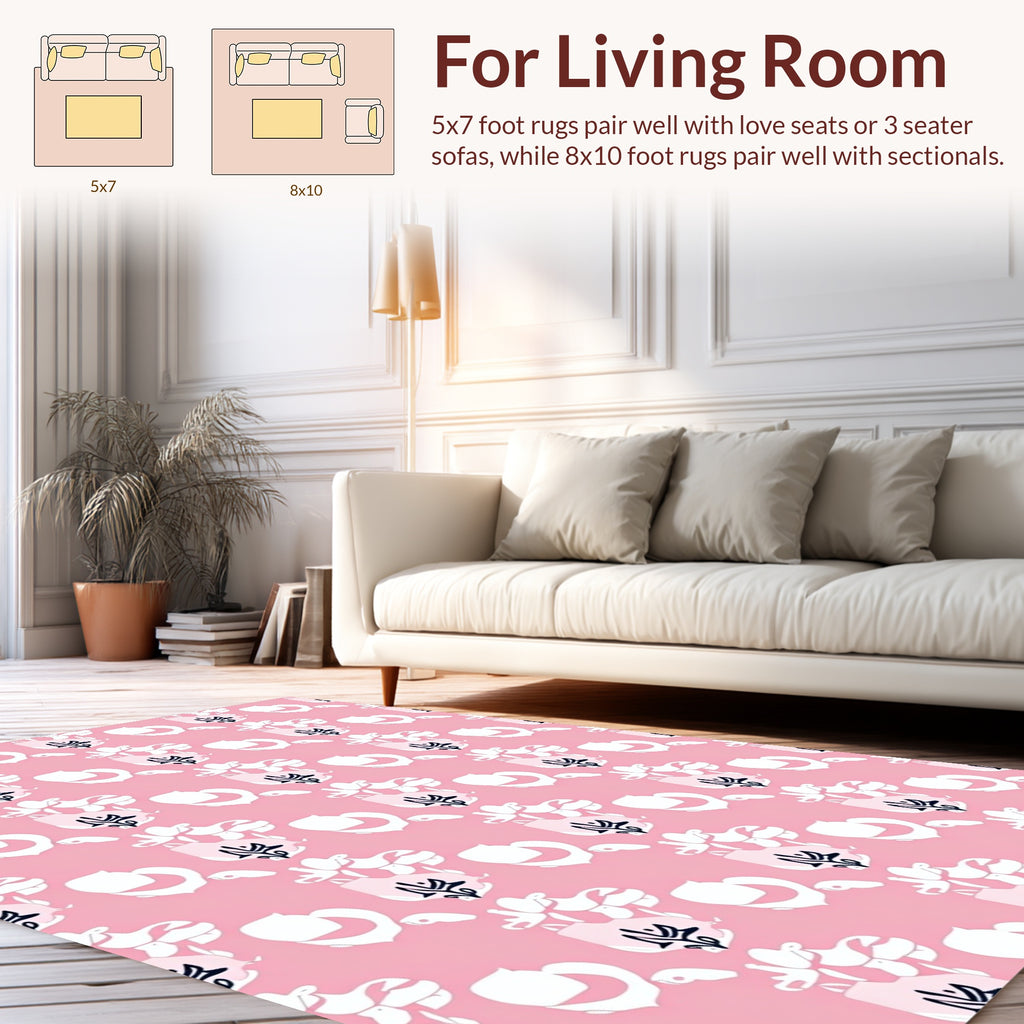 Abstract Floral Pattern With Pink Tones Rug