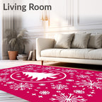 Festive Snowflake Tree Pattern Rug