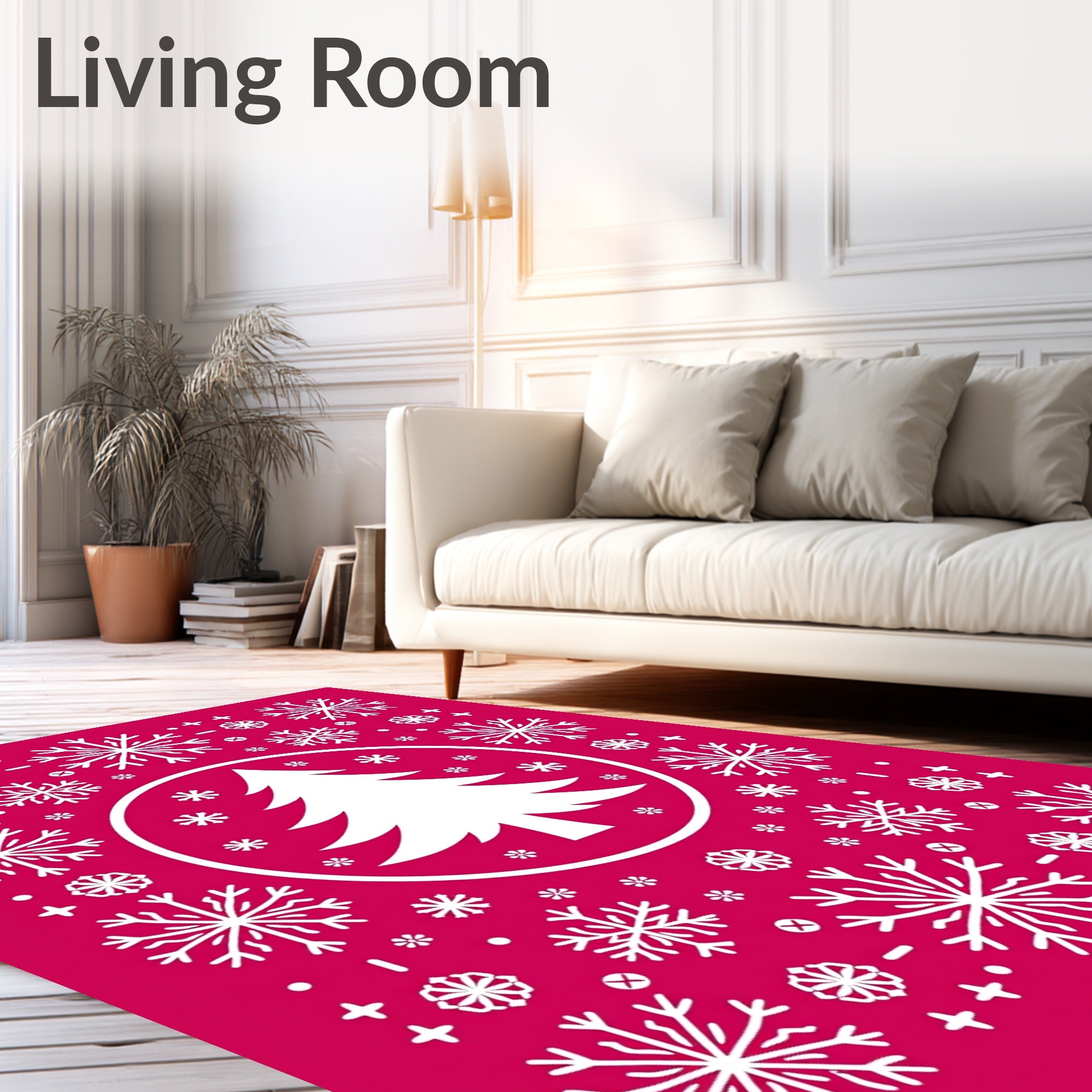 Festive Snowflake Tree Pattern Rug