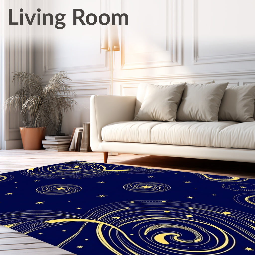 Cosmic Swirls Starry Sky Pattern Rug