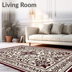 Elaborate Floral Scrollwork Pattern Rug