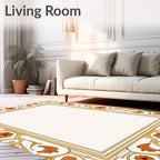 Golden Floral Ornate Border Design Rug