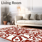 Red Floral Medallion Intricate Design Rug