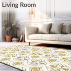 Ornate Gold Floral Eye Pattern Rug