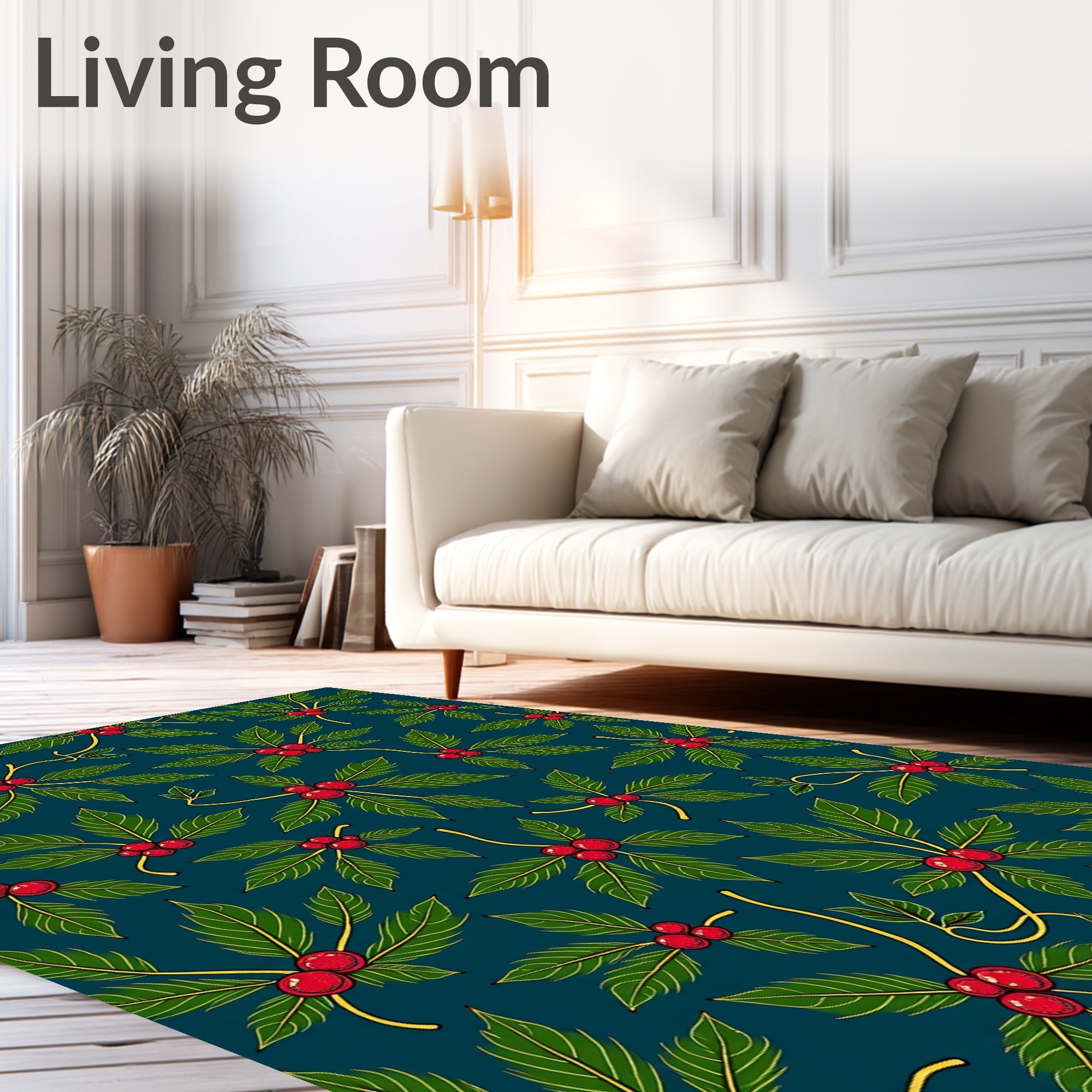 Evergreen Holly Berry Pattern Rug