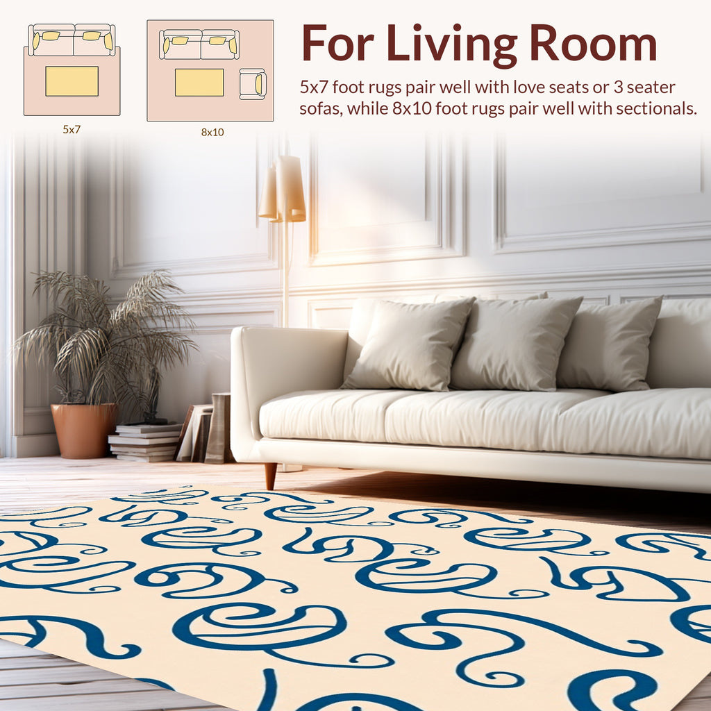 Whimsical Blue Swirl Pattern Rug