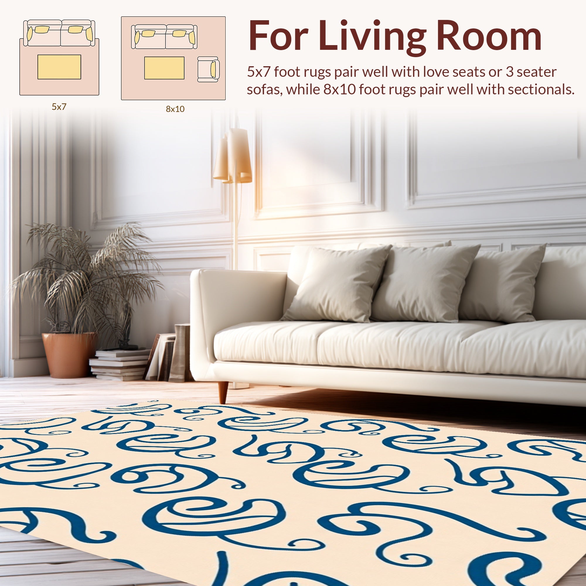 Whimsical Blue Swirl Pattern Rug