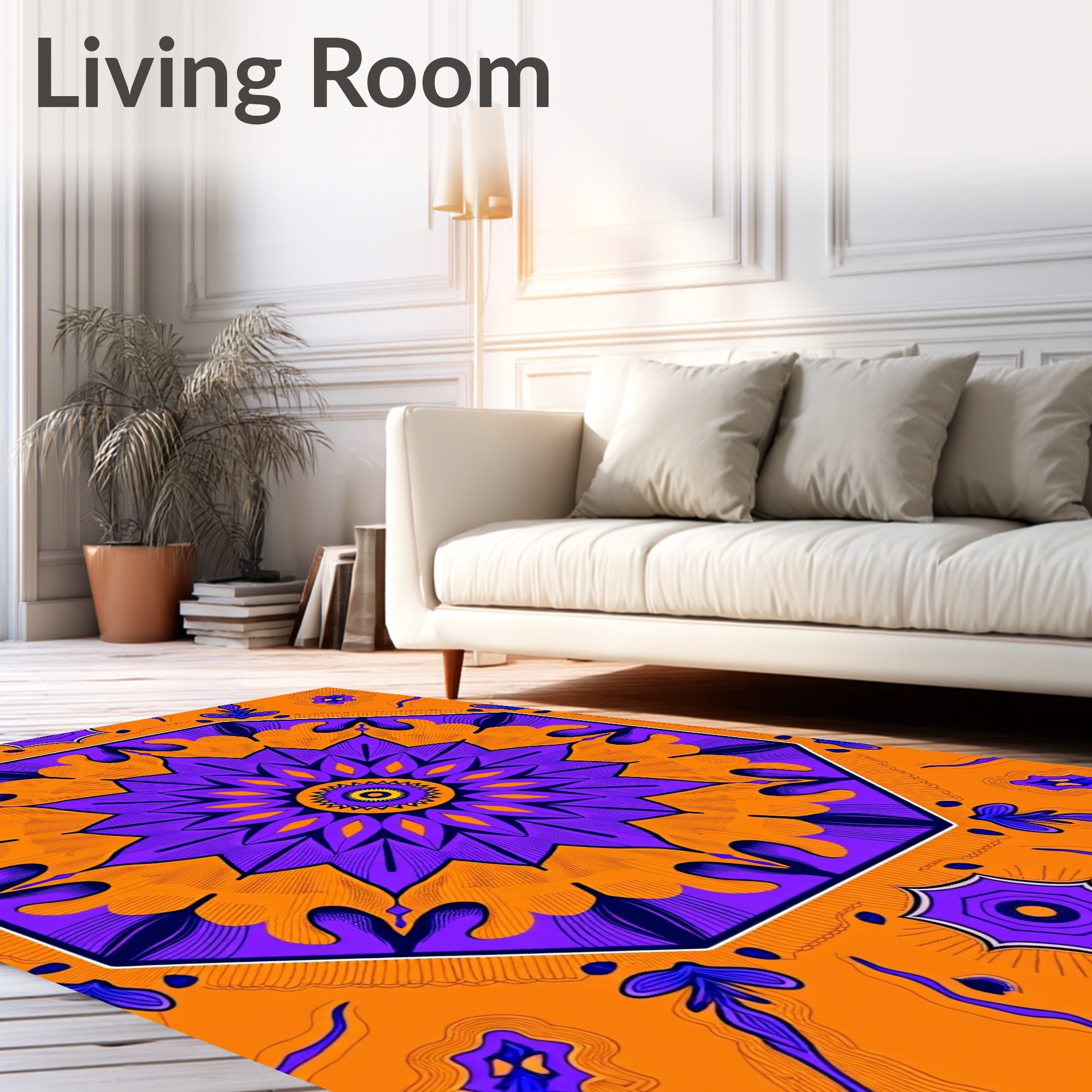 Vibrant Octagon Floral Symmetry Design Rug