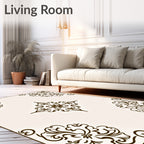 Elegant Floral Scrollwork Border Rug