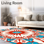 Vibrant Folk Art Mandala Pattern Rug