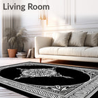 Black and White Ornamental Mandala Rug