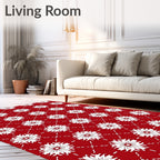 Red Floral Lattice Pattern Rug