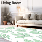 Fresh Green Leaf Pattern Design Rug