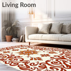 Elegant Floral Scrollwork Red Gold Rug
