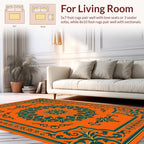 Bold Orange Teal Mandala Pattern Rug